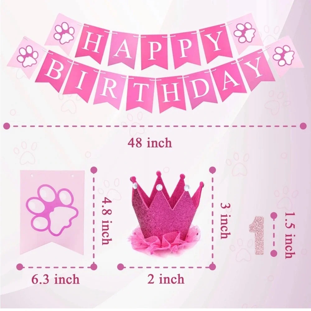New BIEOFFEI Dog Birthday Party Supplies - Dog Birthday Party (6 Pieces Set) - Picture 3 of 8